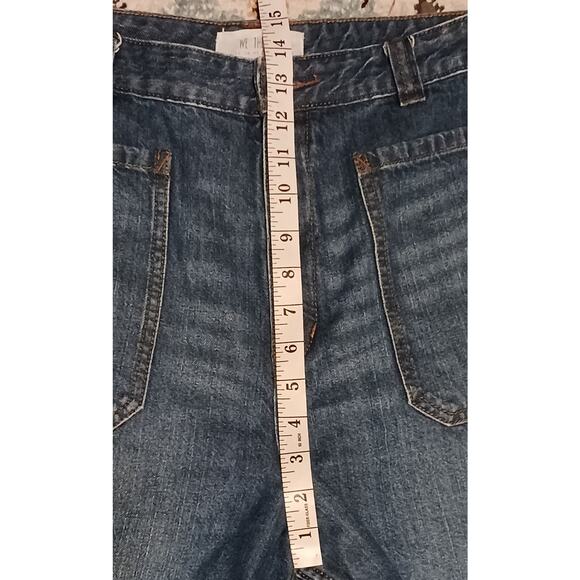 We The Free Wide Leg Jeans 28 Med Wash 90s Y2K Cropped Denim Vintage 28Wx21L - Picture 4 of 6